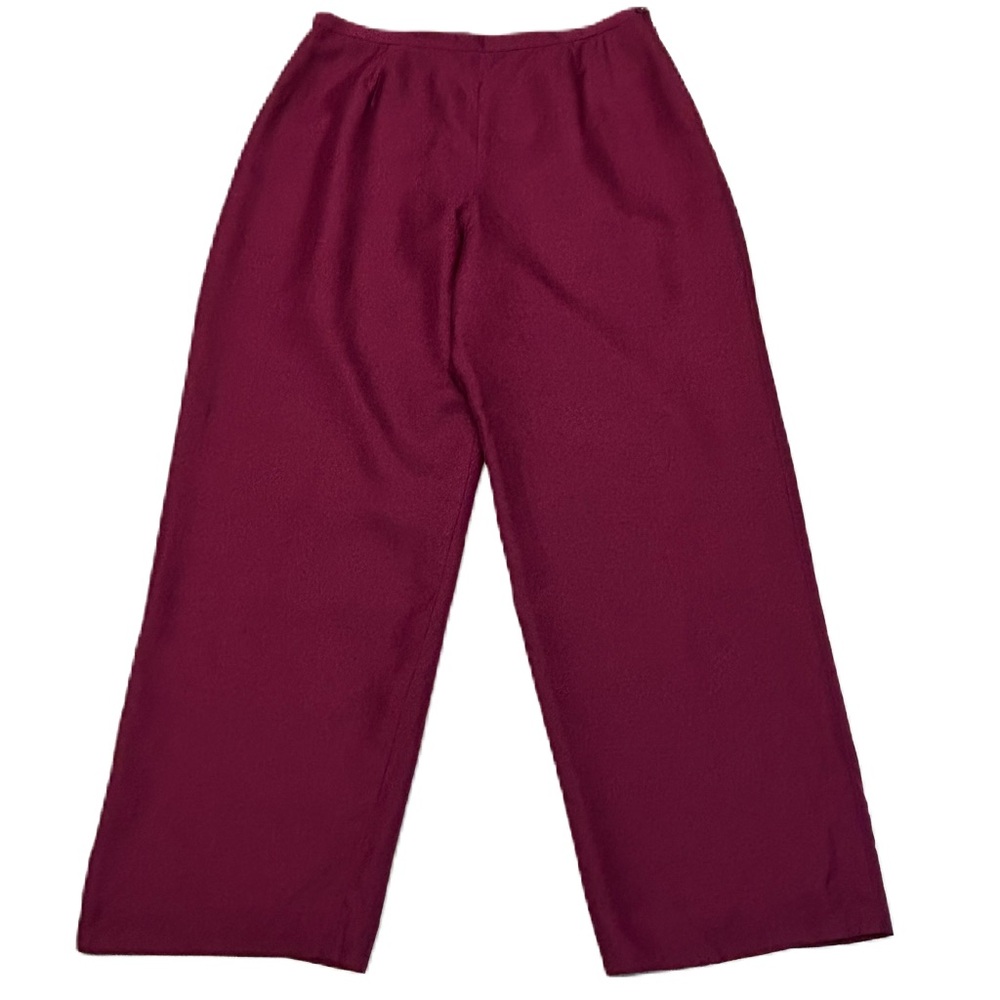 Talbots Silk‎ Trouser Pants Size 16P High Rise Straight Pleats Red Purple Luxe
